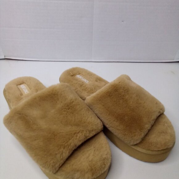 Muk Luks Platform Slipper Slides L 9-10 Faux Fur Plush Soft Brown - Picture 2 of 11